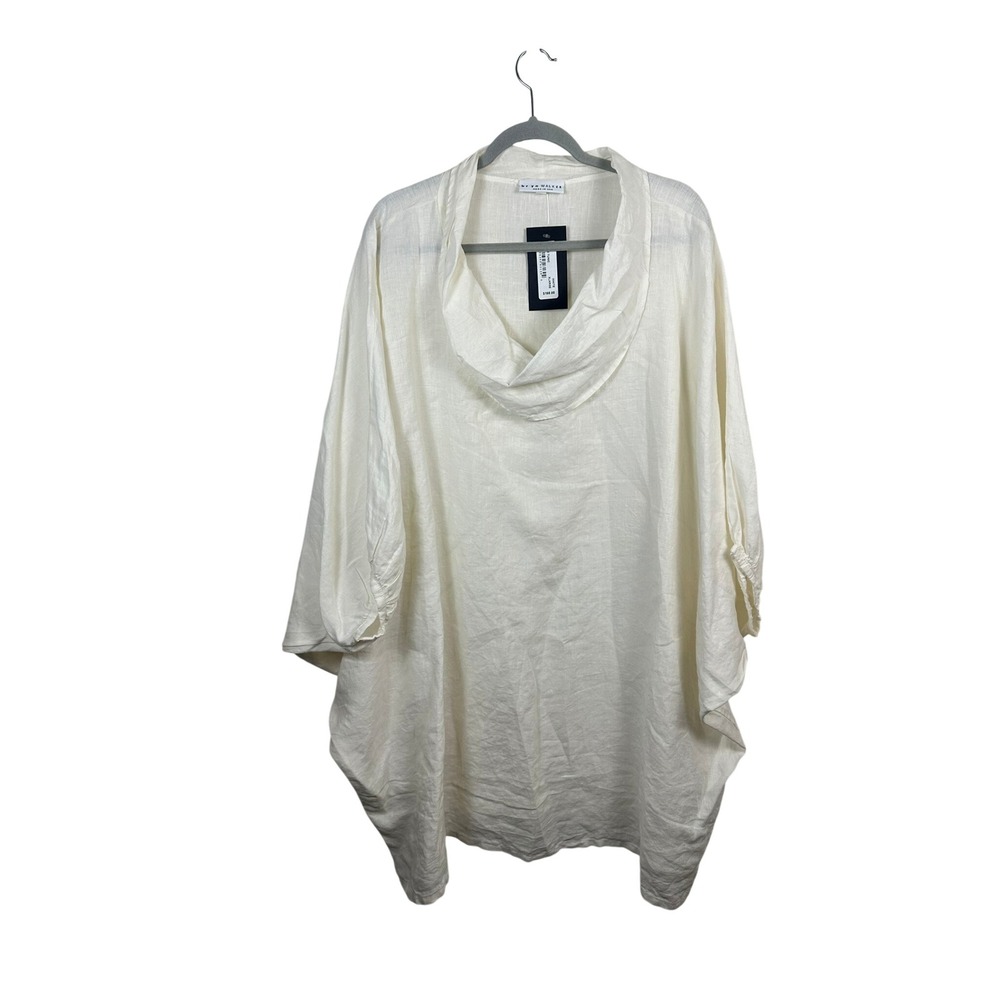 Bryn Walker Wilde Tunic Women XL White NEW Linen Cowl Neck Oversized 2474